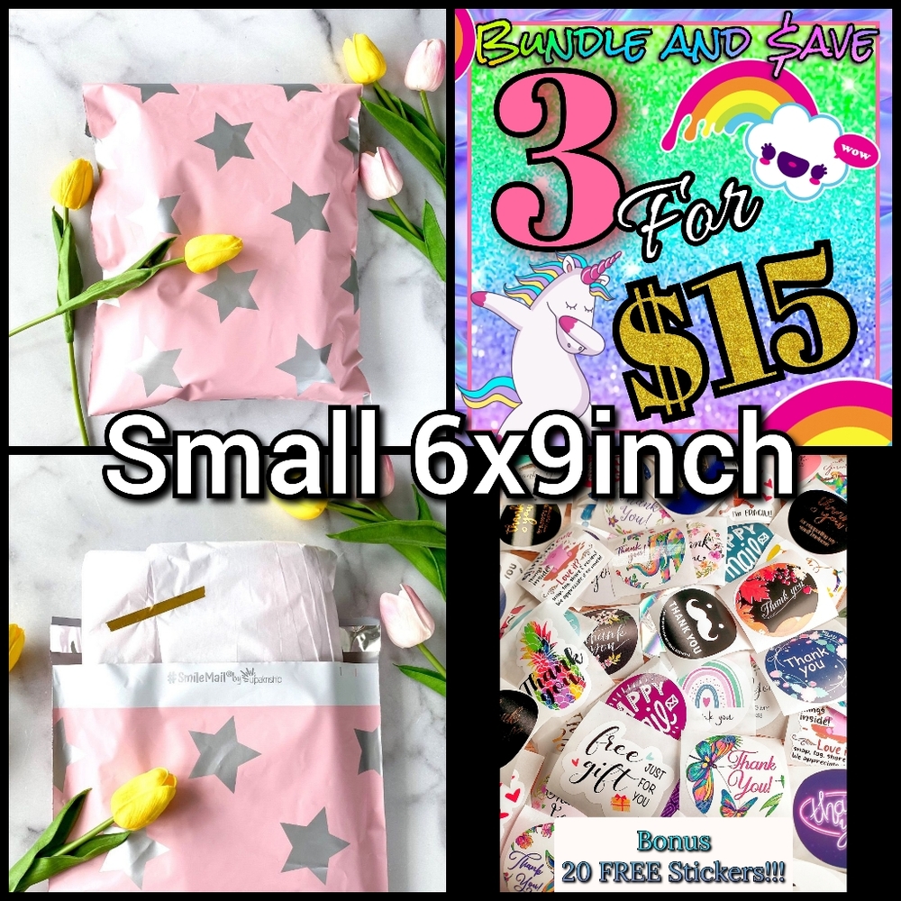 Poly Mailers 6x9" silver star